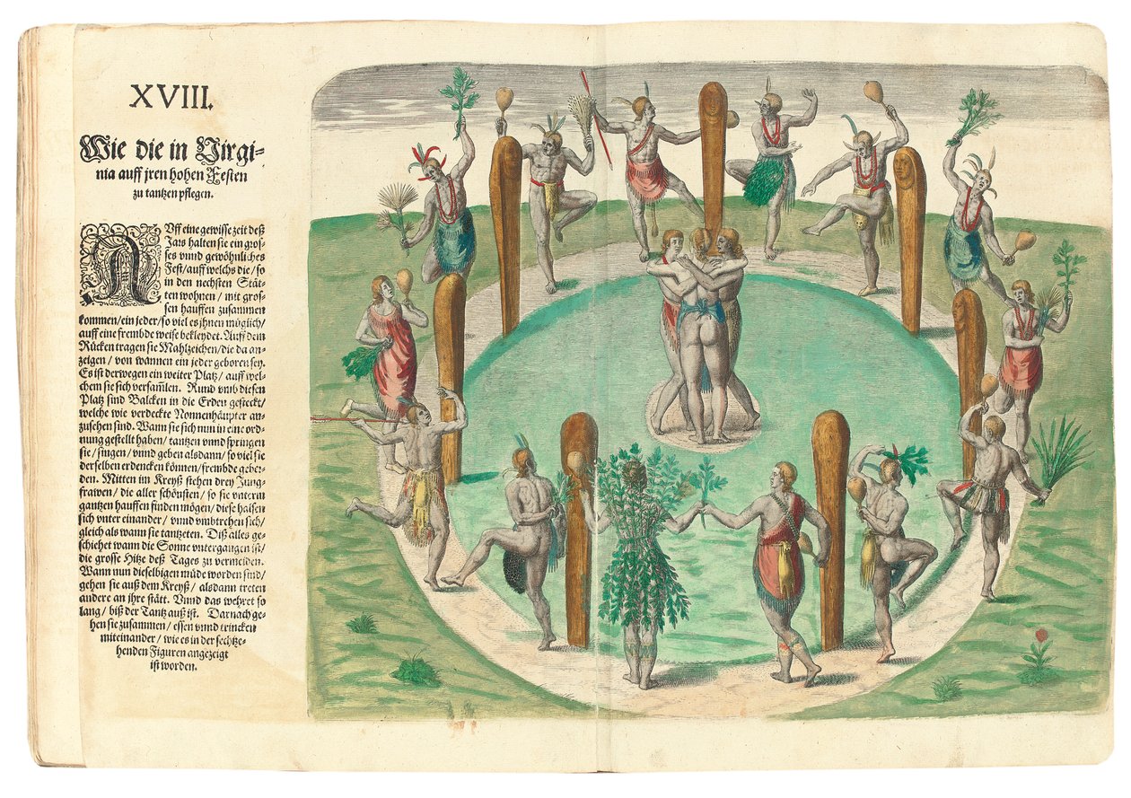 Inheemse indianen dansen, 1590 door John White