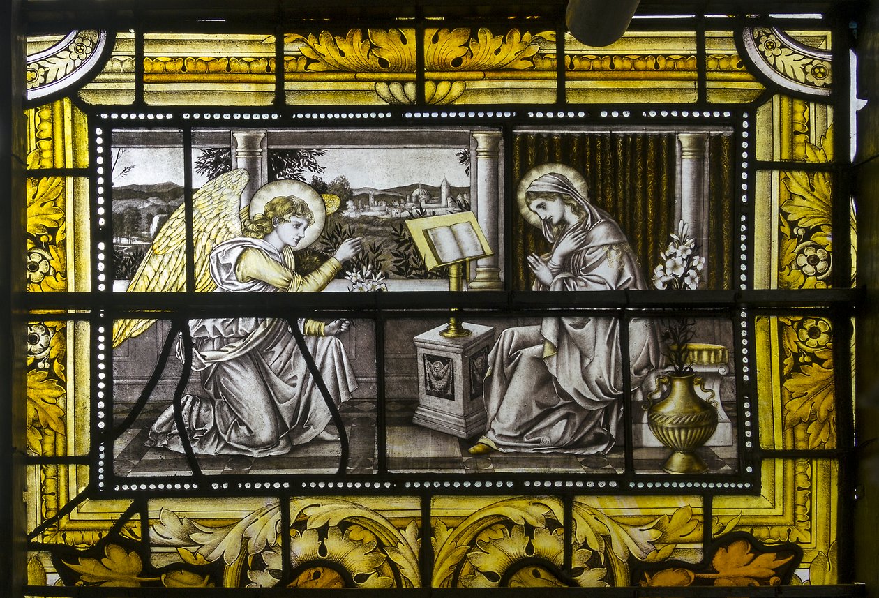 Oxford, Trinity College, James Powell & Sons, John William Brown, De Aankondiging door John William Brown