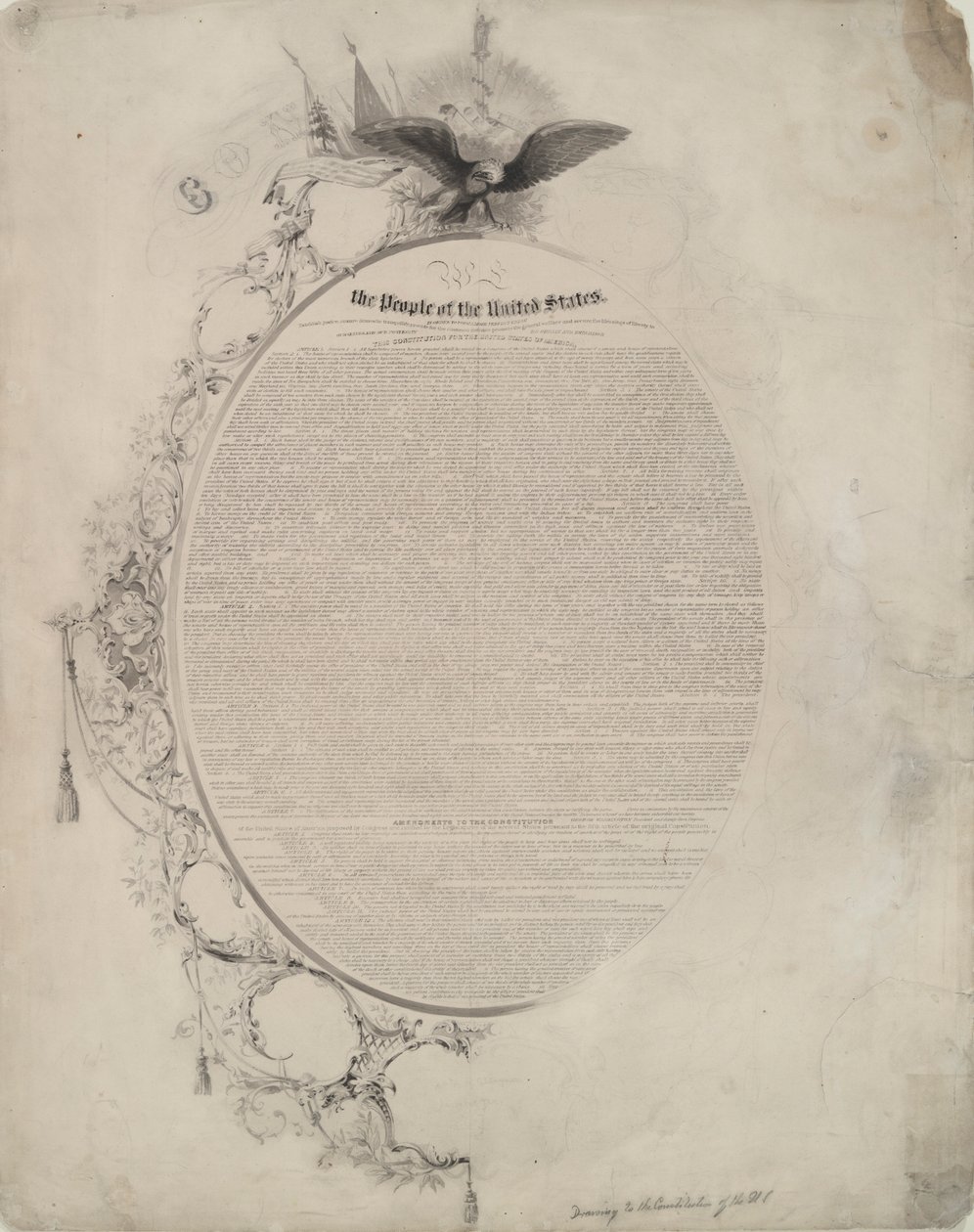 Tekening bij de Grondwet van de Verenigde Staten door John William Casilear