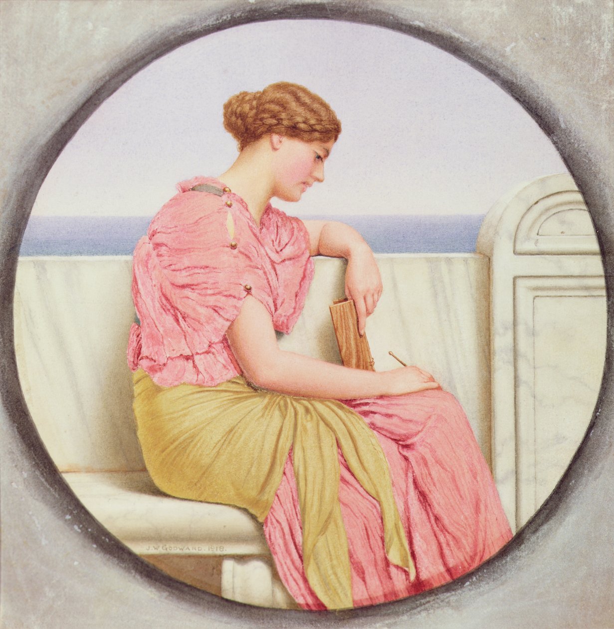 Reflecties, 1918 door John William Godward