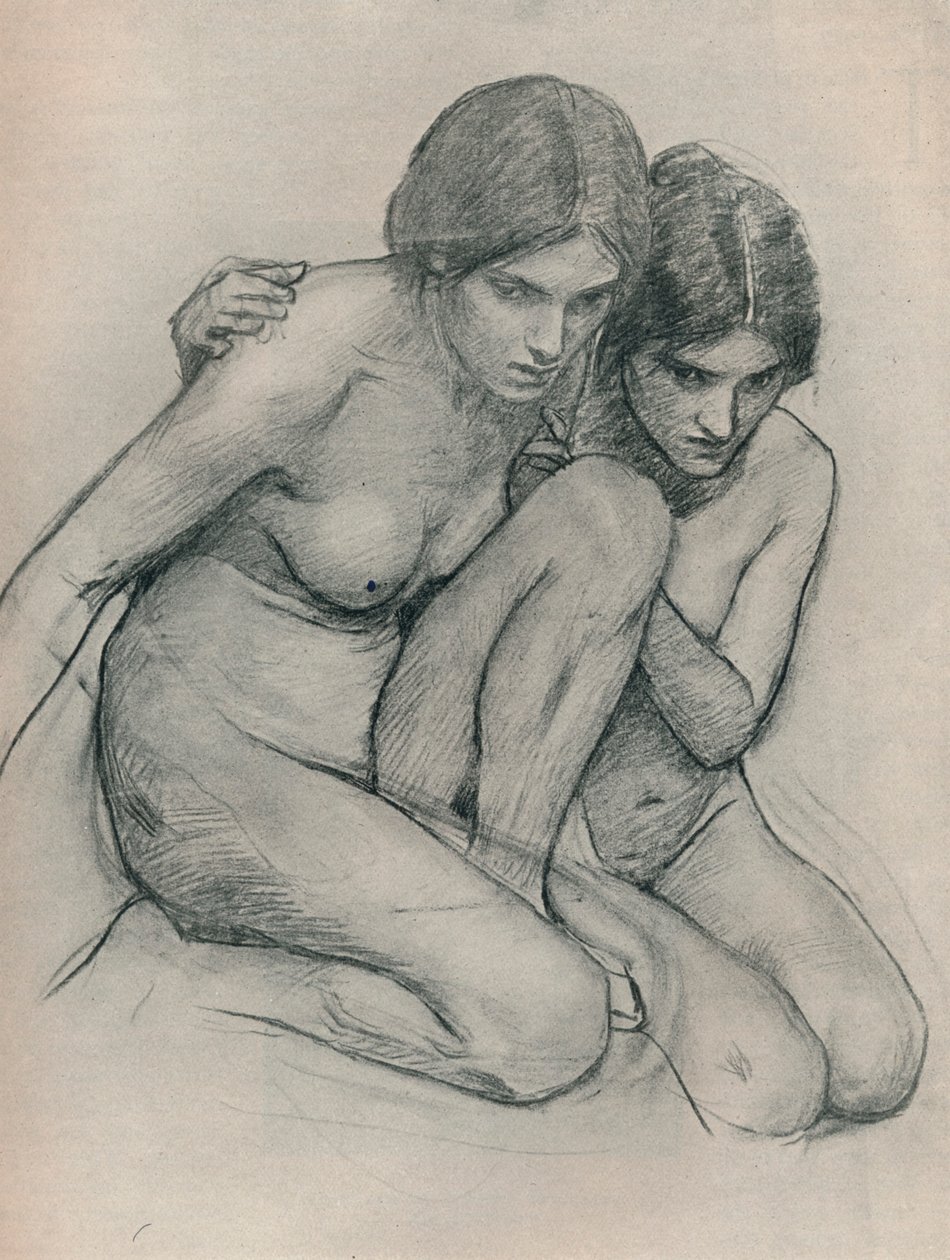 Studie voor De Nimfen Vinden het Hoofd van Orpheus, c1899 door John William Waterhouse