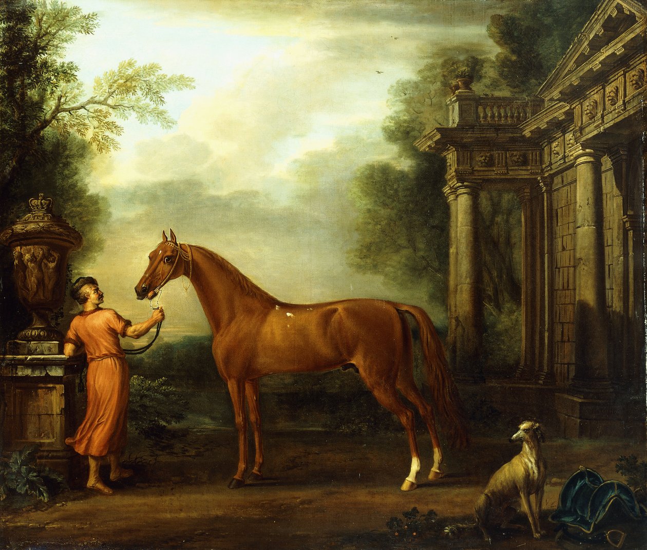 De kastanjebruine Arabier van Hampton Court, ca. 1726 door John Wootton