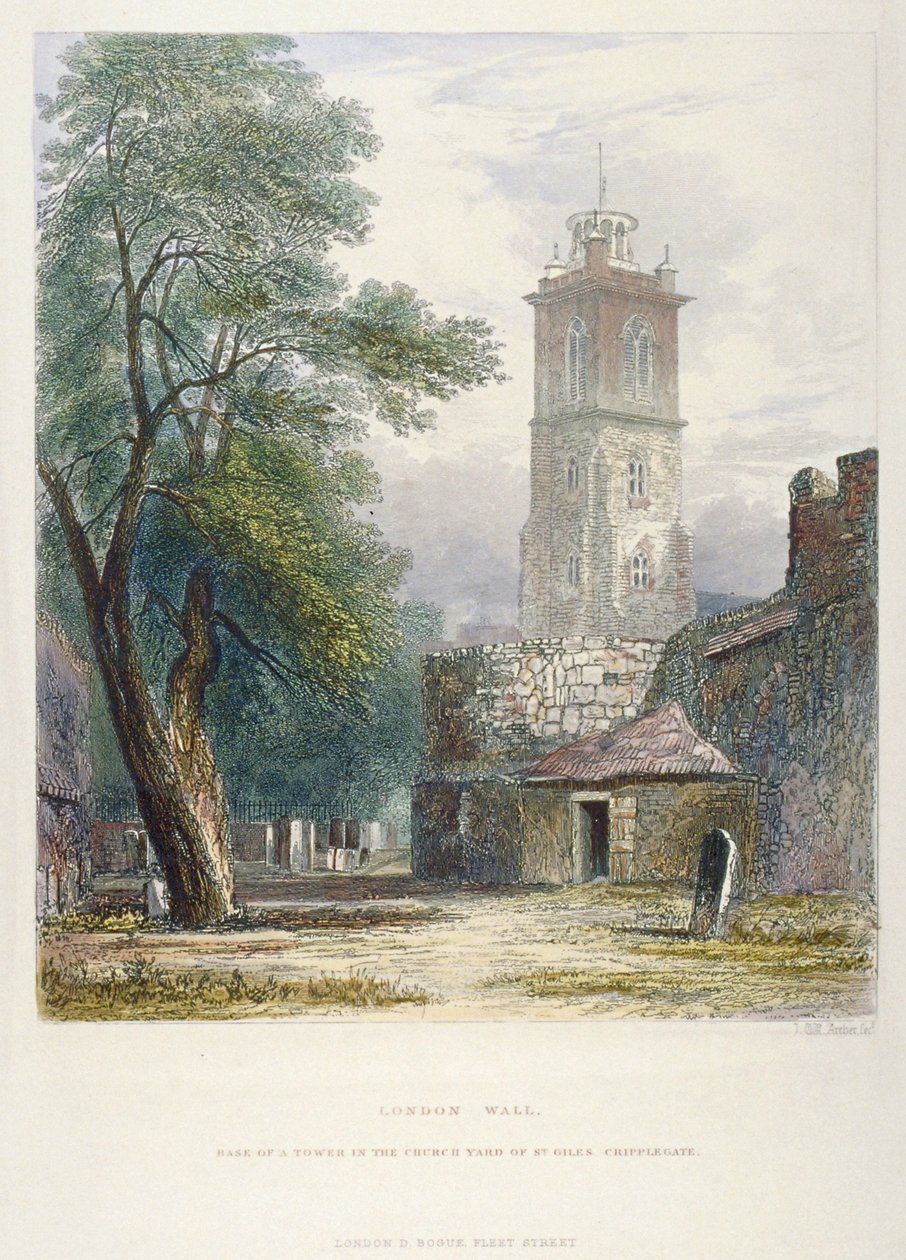 Kerk van St Giles zonder Cripplegate, City of London, 1851 door John Wykeham Archer