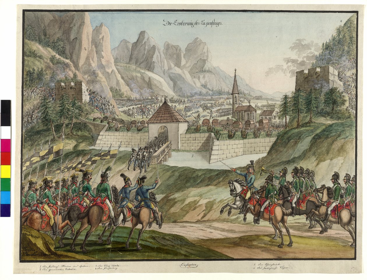 De verovering van de Luziensteig door Oostenrijkse troepen 1799 door Jokob Placidus Altmutter