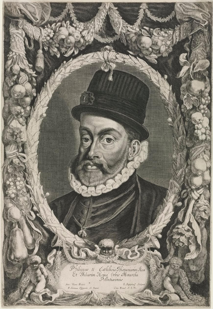 Portret van Filips II, koning van Spanje door Jonas Suyderhoef