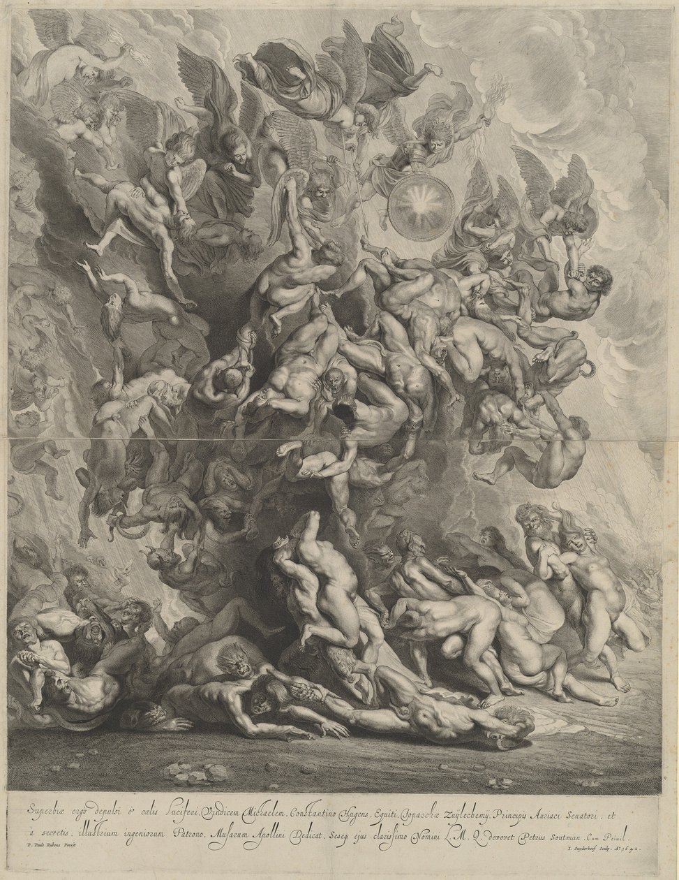 Val van de verdoemden door Jonas Suyderhoff, after Sir Peter Paul Rubens