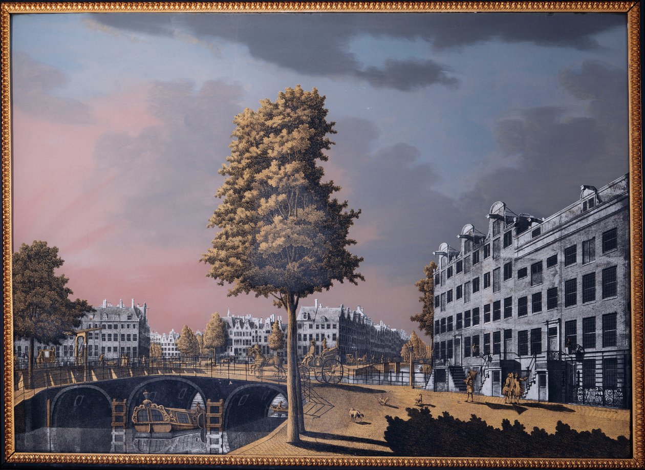 Een Uitzicht op de Herengracht met Uitzicht op Binnenamstel en de Nieuwe Herengracht, Amsterdam, 1776 door Jonas Zeuner