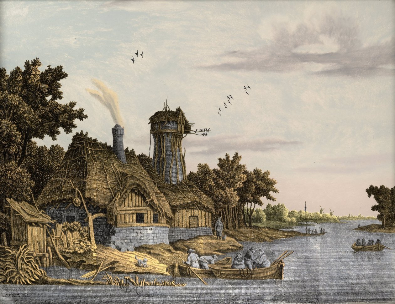 Molen langs een rivier door Jonas Zeuner