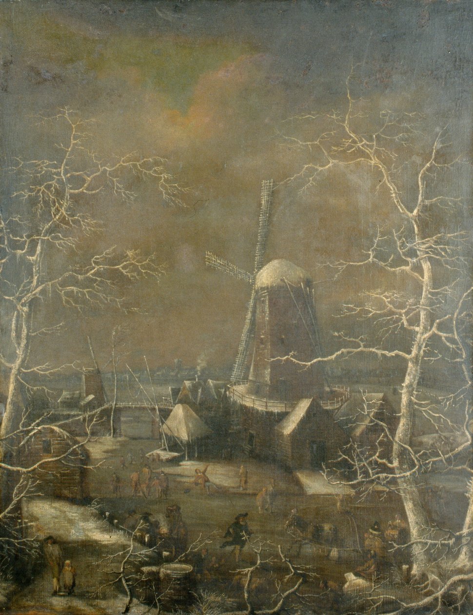 Winterscène door Joos or Josse de The Younger (attr. to) Momper