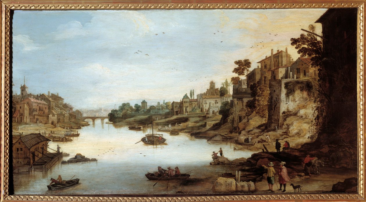 Uitzicht op de Tiber in Rome door Joos or Josse de The Younger Momper