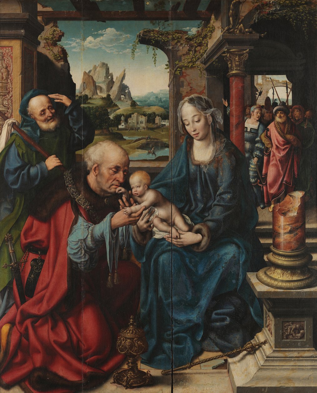 Cleve (toegeschreven) - De Aanbidding der Koningen - middenpaneel, ca. 1515, Museo e Real Bosco di Capodimonte door Joos van Cleve