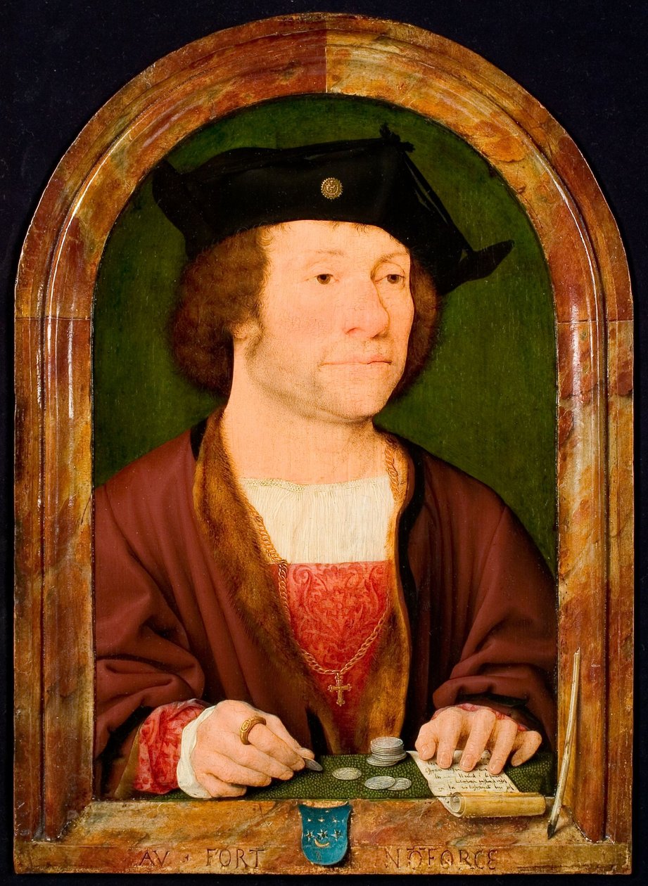 Portret van een man, genaamd Anthonis van Hilten door Joos van Cleve