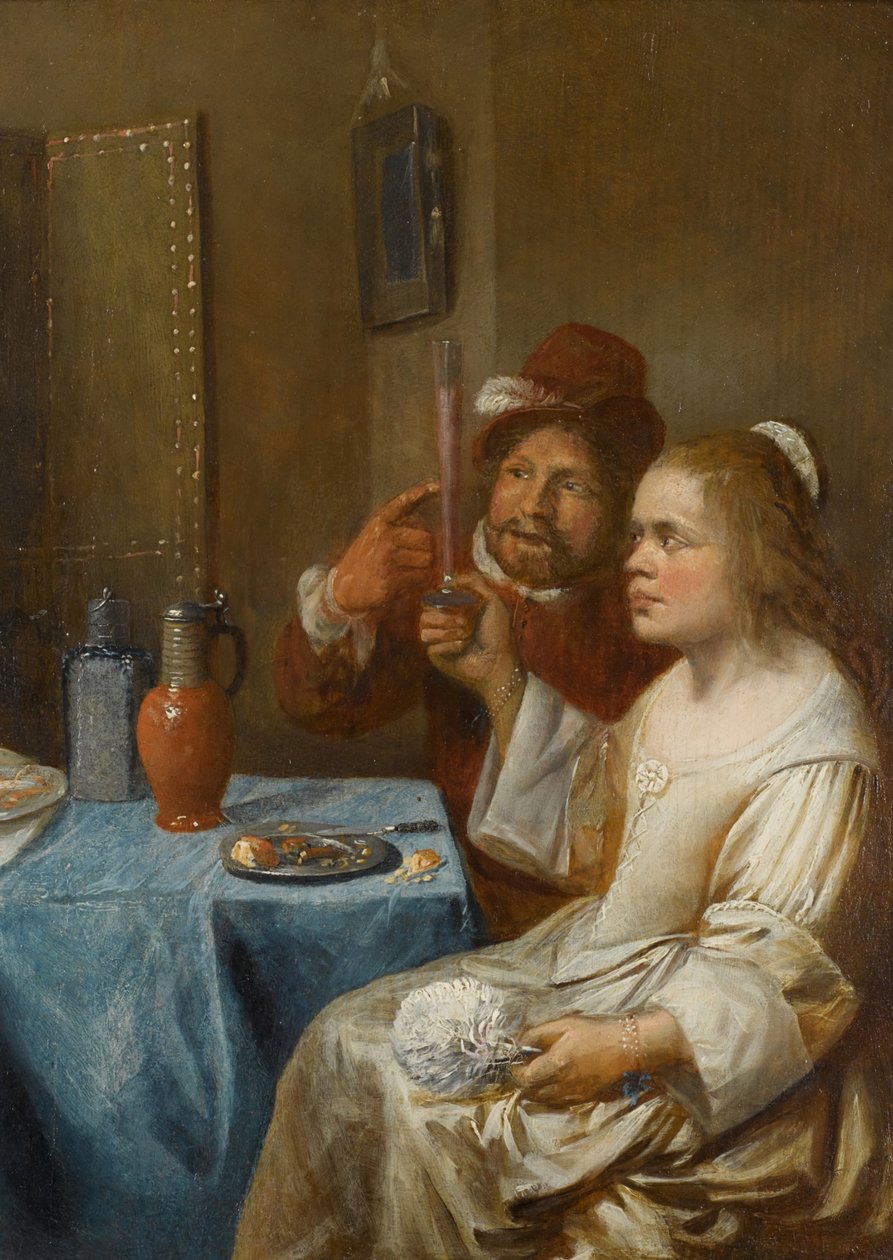 Een stel dat wijn drinkt door Joos van Craesbeeck