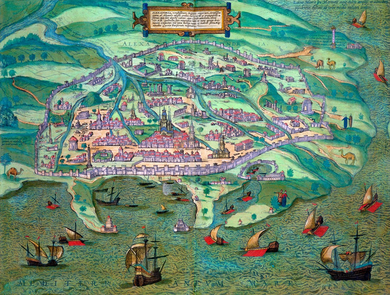 Kaart van Alexandrië, Egypte, c1572 door Joris Hoefnagel