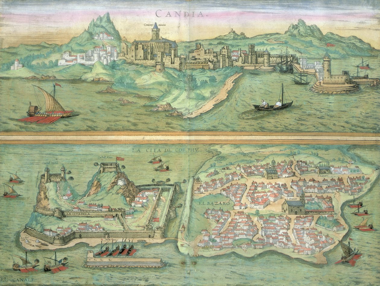 Kaart van Candia en Corfu, uit 