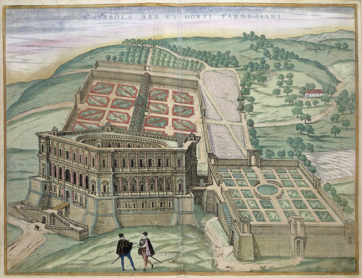 Uitzicht op de Villa Farnese en de tuinen, uit 