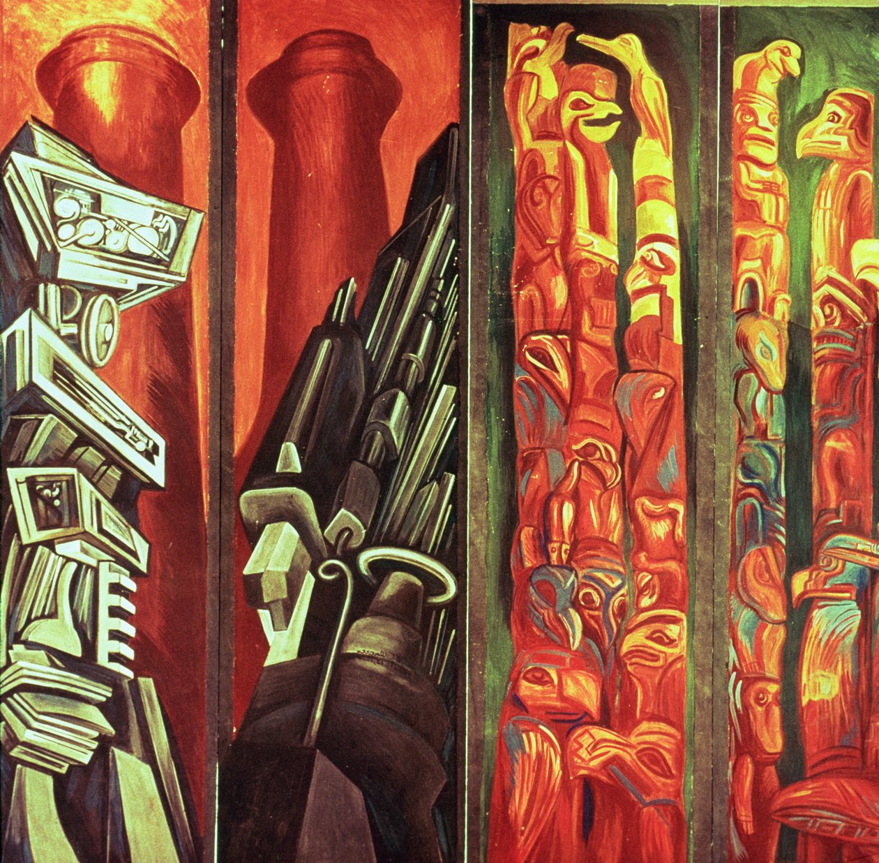 Decoratief paneel III, uit Het Epos van de Amerikaanse Beschaving door José Clemente Orozco
