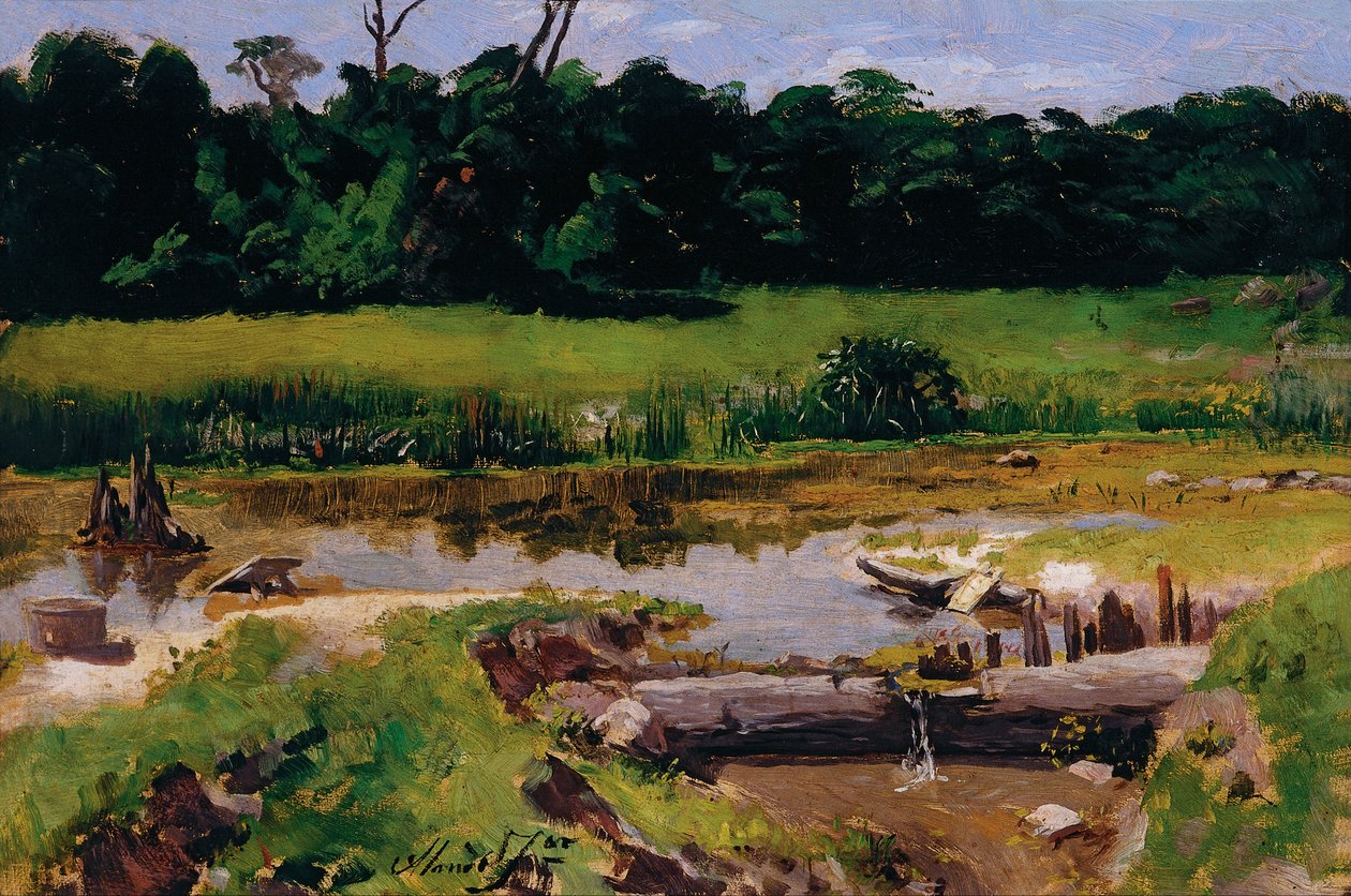 Fluviatiel landschap door José Ferraz de Almeida Júnior