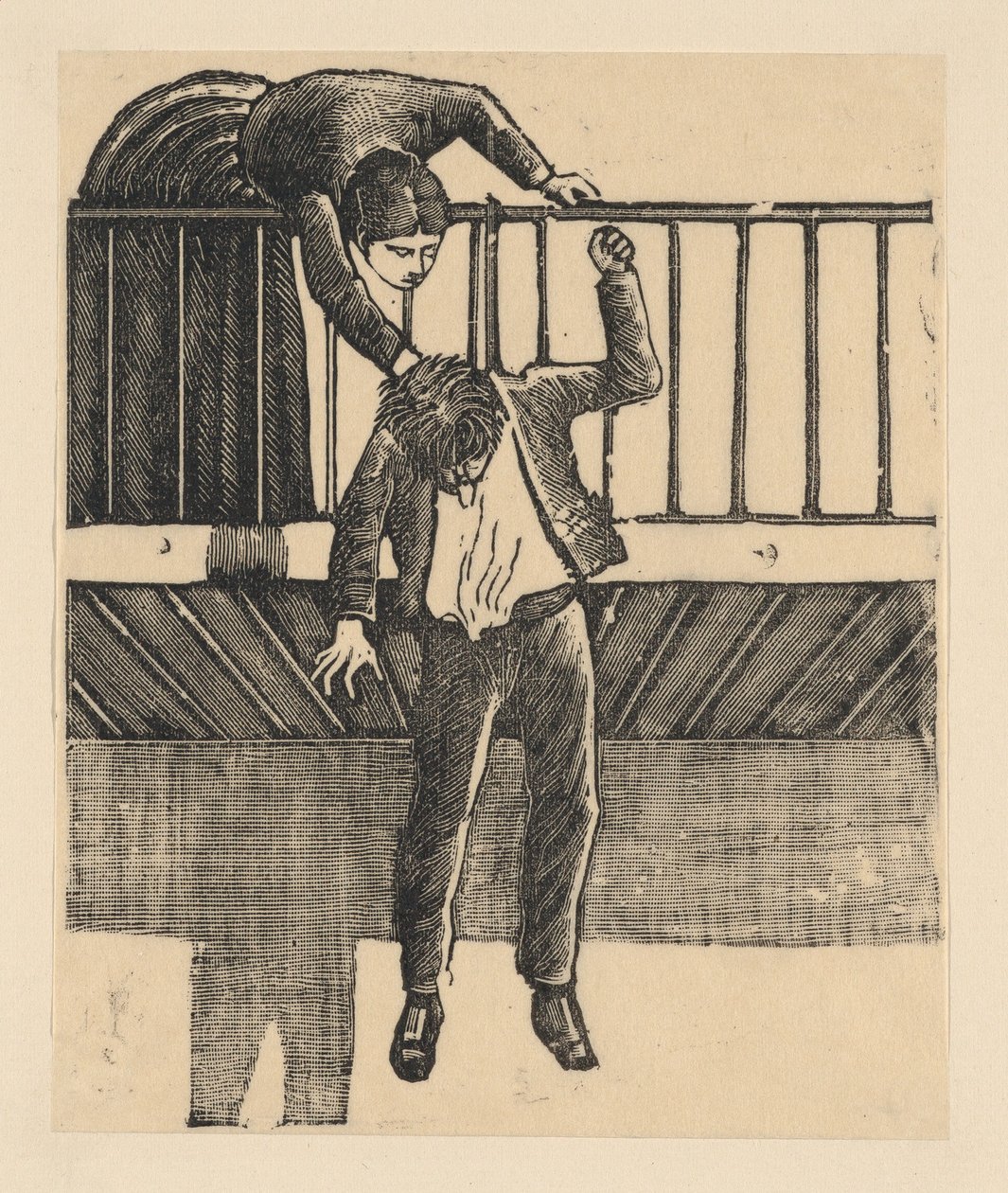 Een vrouw ontdekt een man die zelfmoord heeft gepleegd door zichzelf op te hangen, ca. 1900-1910 door José Guadalupe Posada