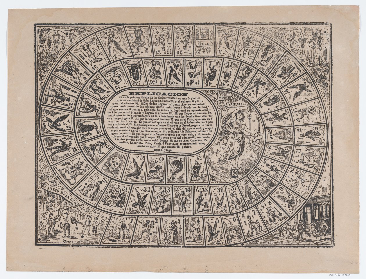 Het ganzenbordspel, ca. 1900-1910 door José Guadalupe Posada
