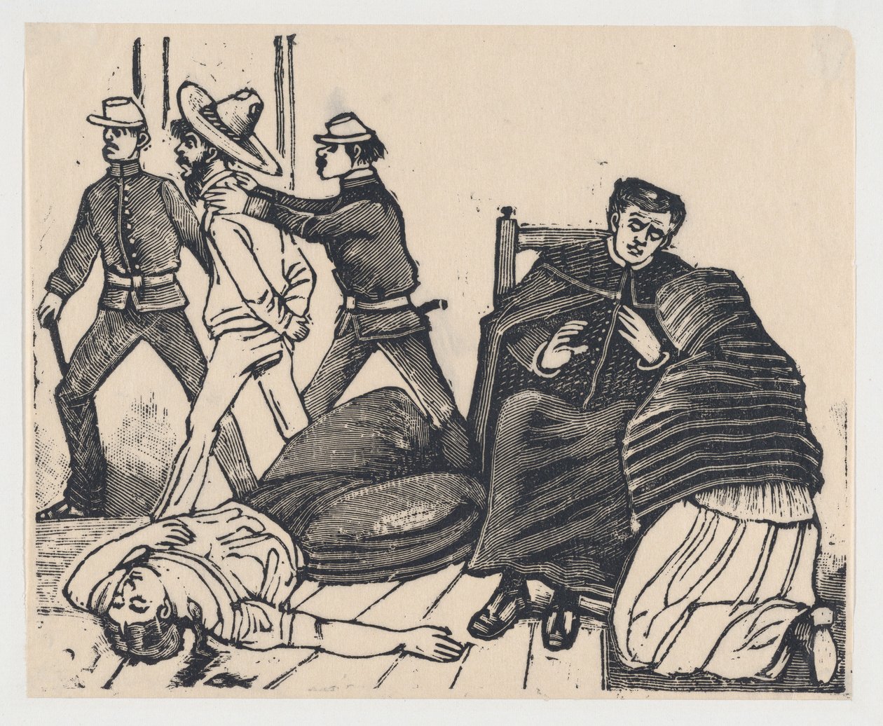 De dubbele moord in Puente de los Gallos, ca. 1905-1910 door José Guadalupe Posada