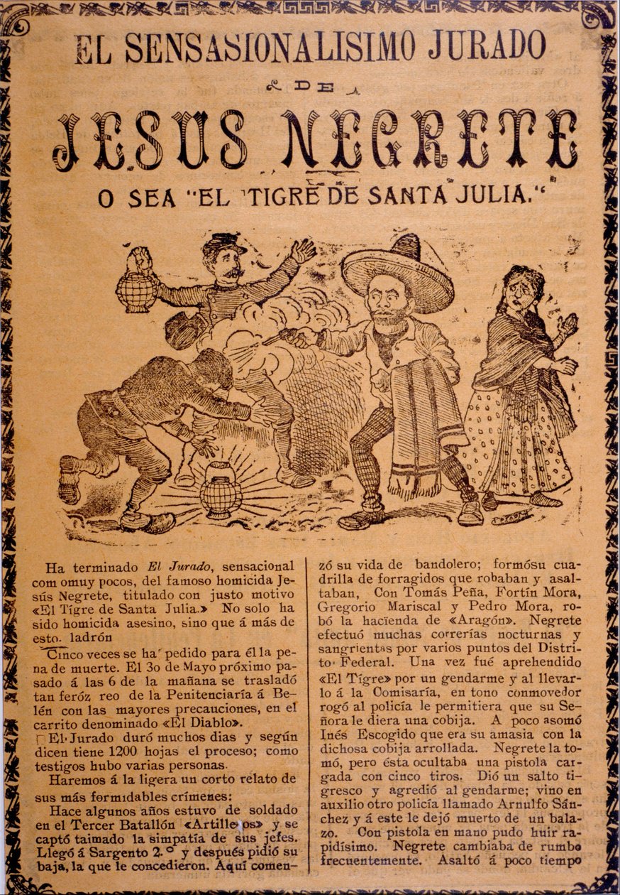 Het zeer sensationele complot van Jesús Black, alias De Tijger van Santa Julia door José Guadalupe Posada