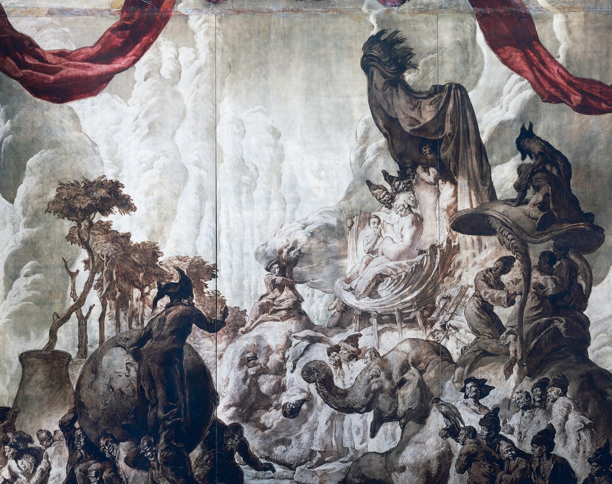 Decoratie in de balzaal van Hotel Wandel in Parijs, 20e eeuw door José María Sert