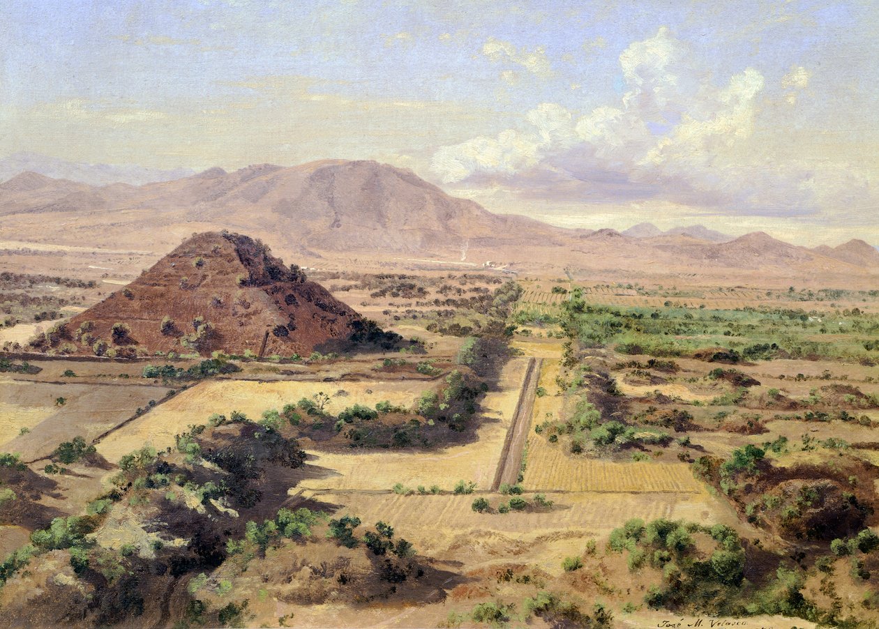 De Piramide van de Zon in Teotihuacan, Mexico door José María Velasco