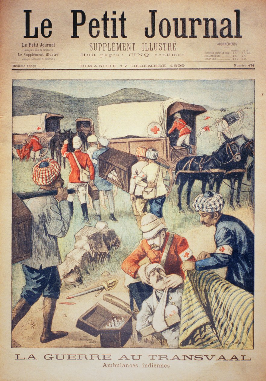 De Oorlog in de Transvaal: Indiase Ambulances, voorpagina van Le Petit Journal, 17 december 1899 door Jose Belon