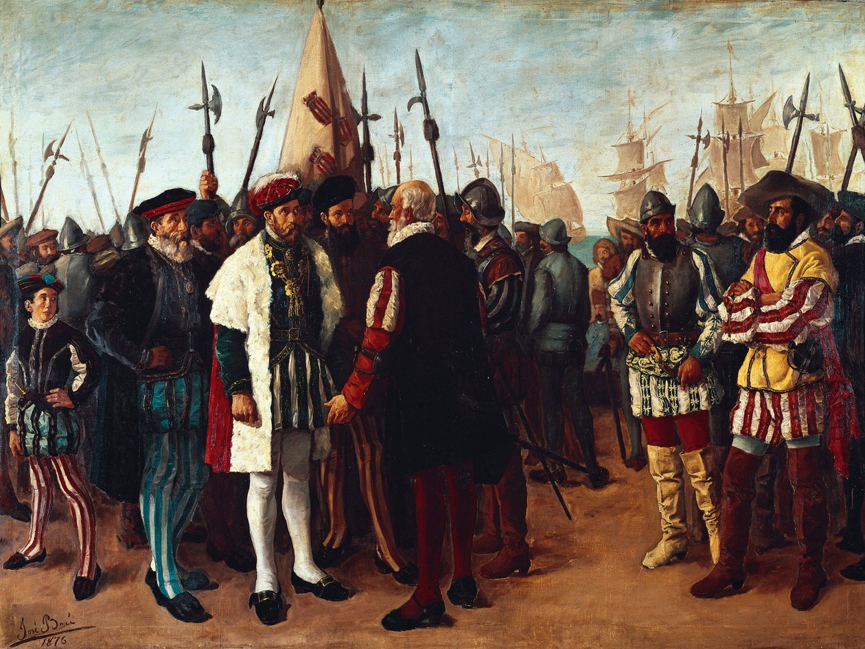 De Franse koning Frans I (1494-1547) in de haven van Valencia door Jose Bru Albinana