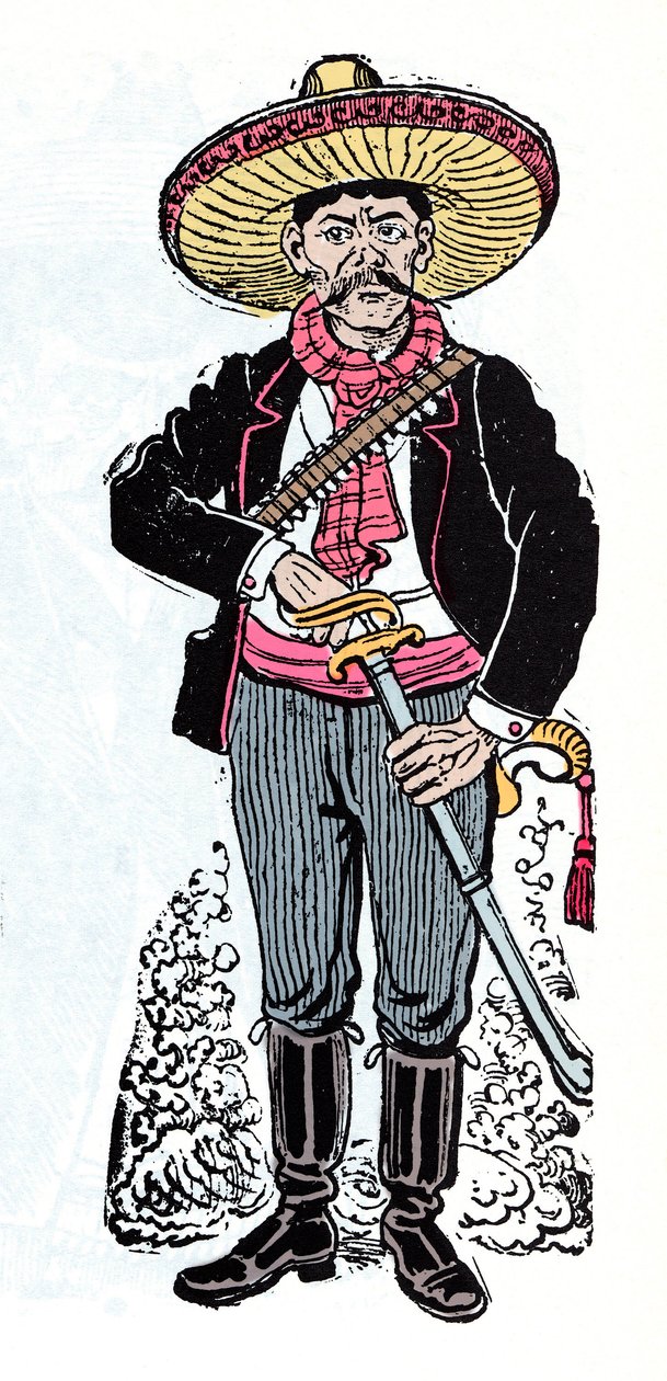 Mexicaanse Revolutie (1910-1920) - Salazar Amador, revolutionair volgeling van Emiliano Zapata - Houtsnede door Jose Guadalupe Posada (1852-1913) door José Guadalupe Posada
