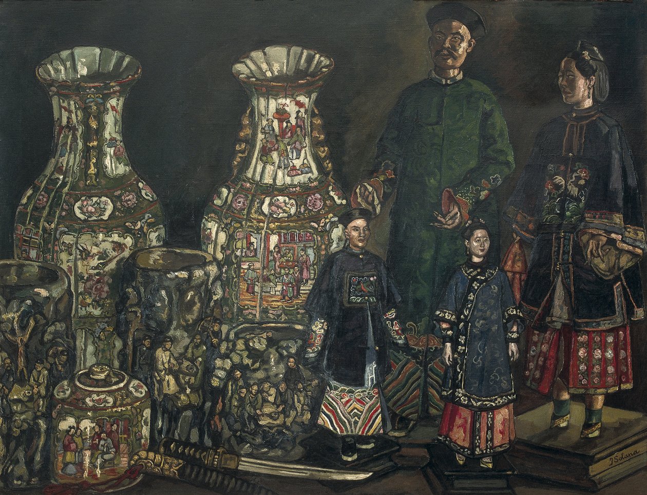 GUTIERREZ SOLANA, Jose (1886-1945). Chinezen en Vazen. 1927. Expressionisme. Privécollectie door Jose Gutierrez Solana
