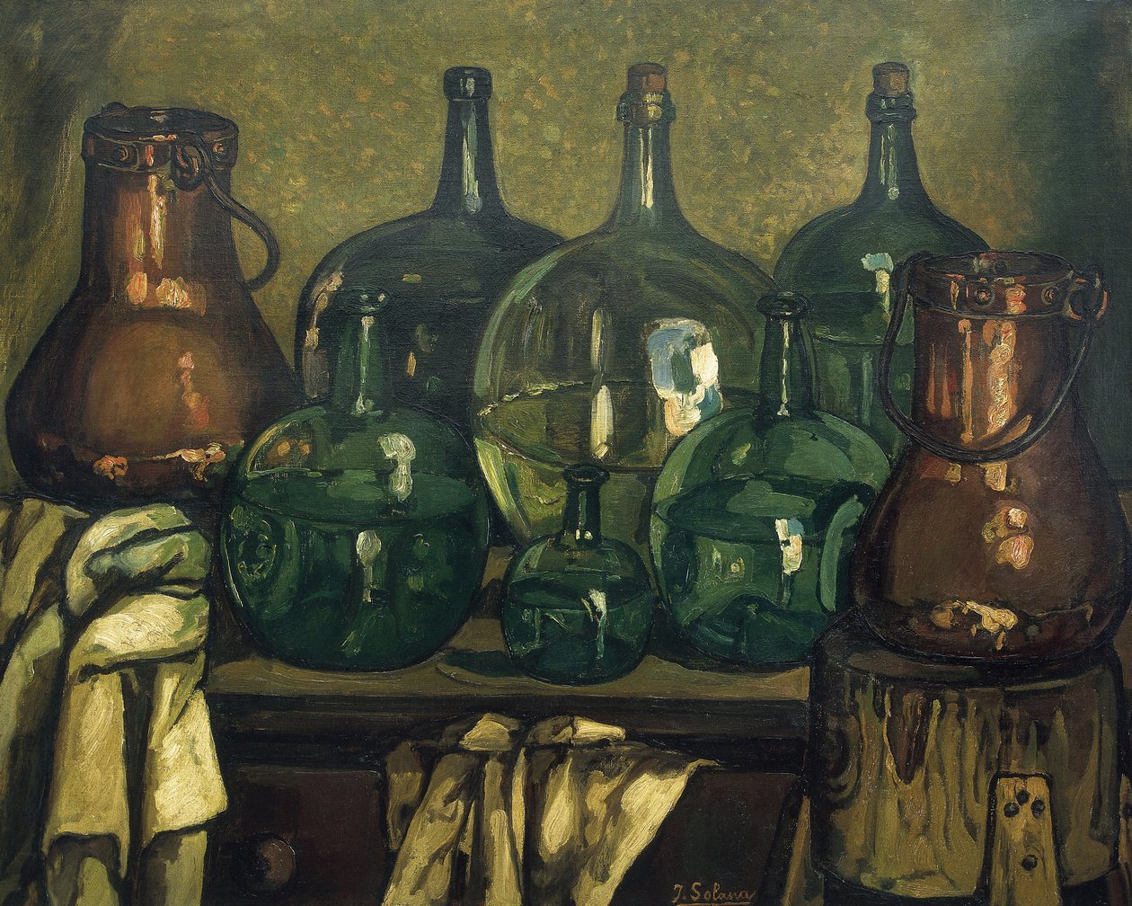 Stilleven met fles. 1927 door Jose Gutierrez Solana