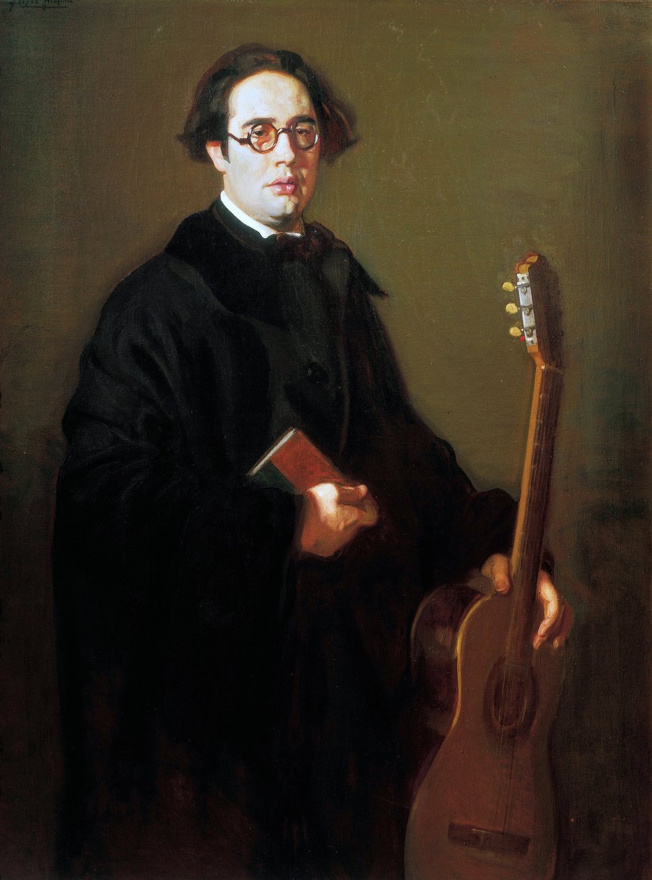 Portret van Andres Segovia door Jose Maria Lopez Mezquita