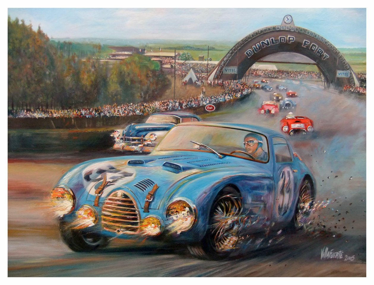 Juan Manuel Fangio en Le Mans 1950 Gordini Type 18S door Jose Maria Villafuerte