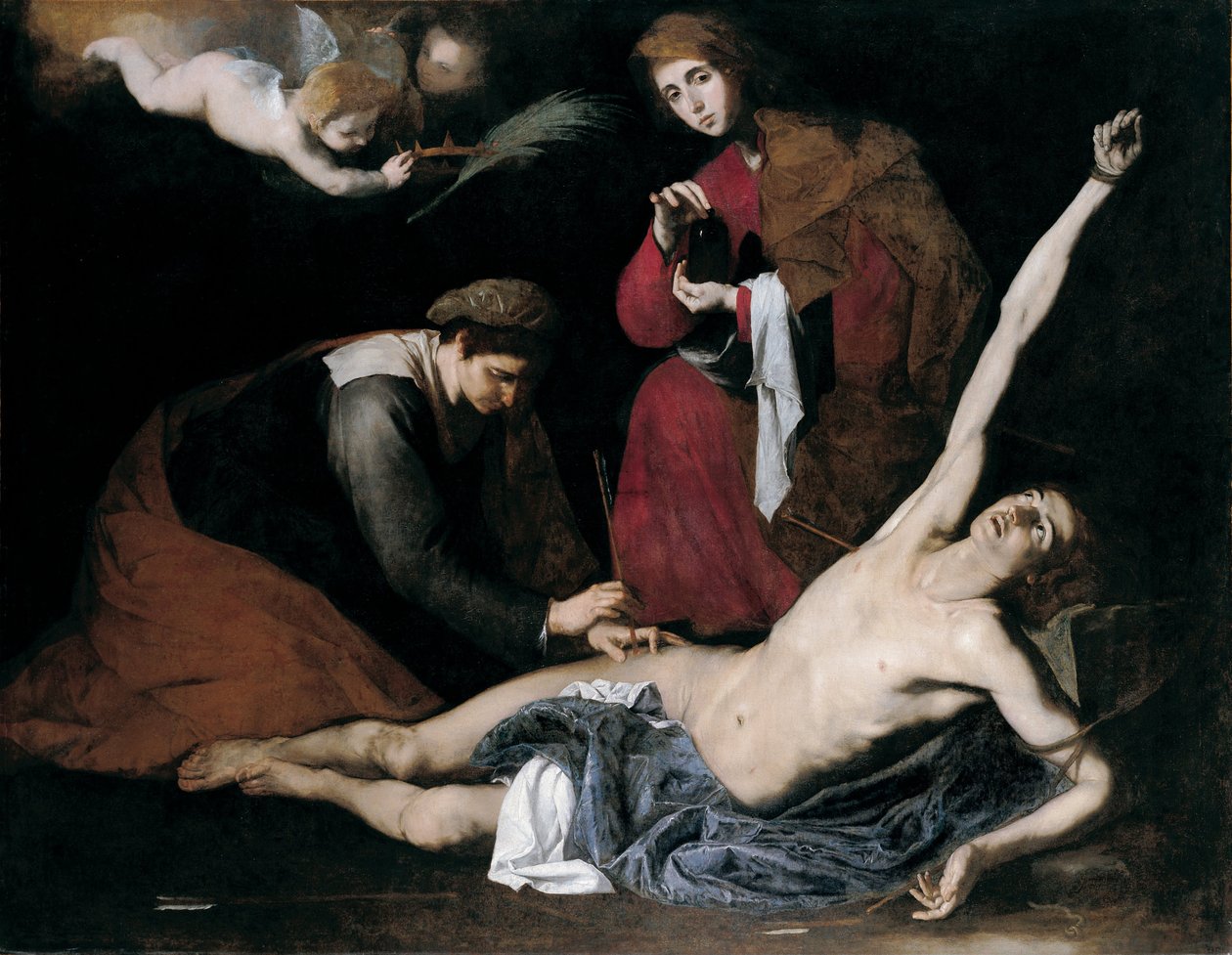 Sint Sebastiaan verzorgd door de heilige vrouwen, ca. 1621 door Jose de Ribera