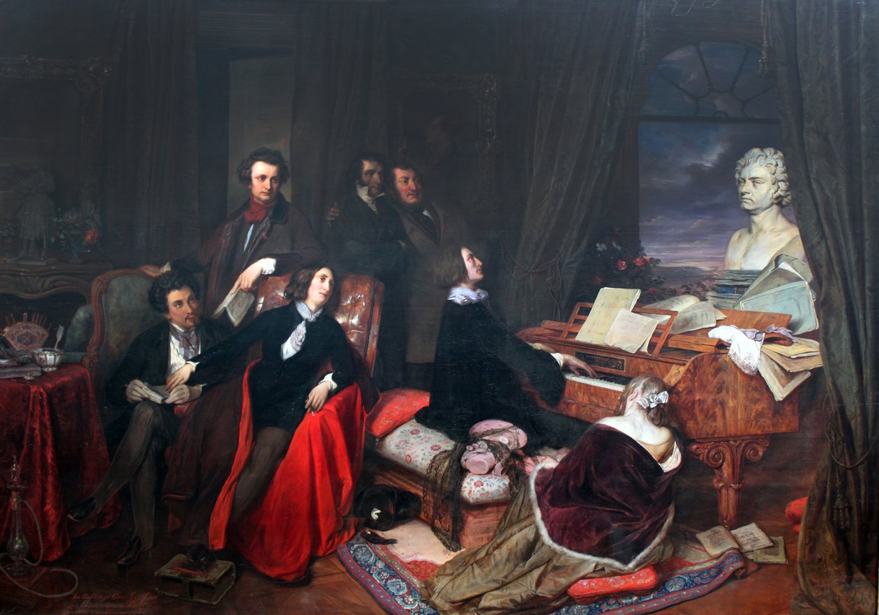 Liszt aan de piano door Josef Danhauser