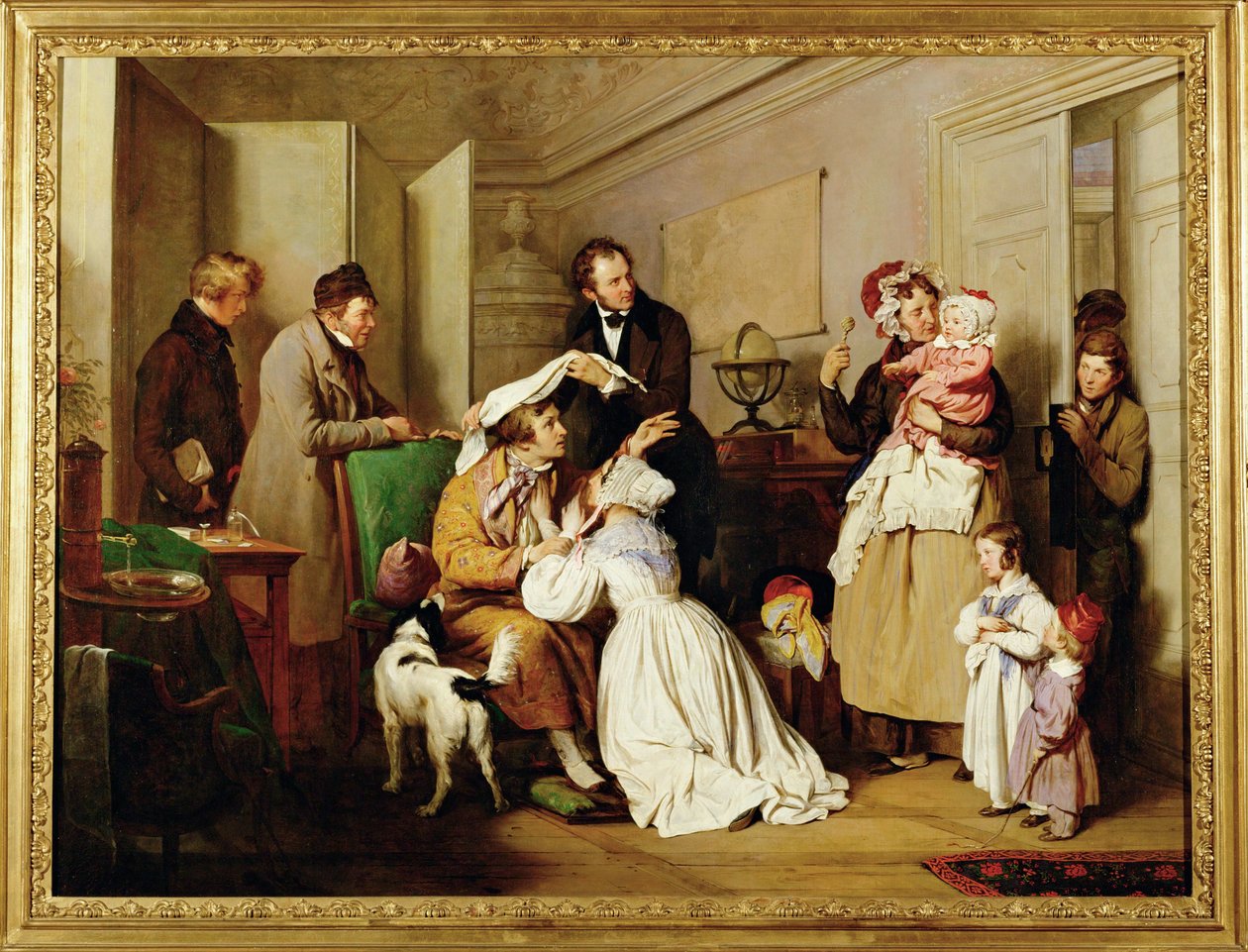 Der Augenarzt - De oogarts ... (schilderij op doek) door Josef Danhauser