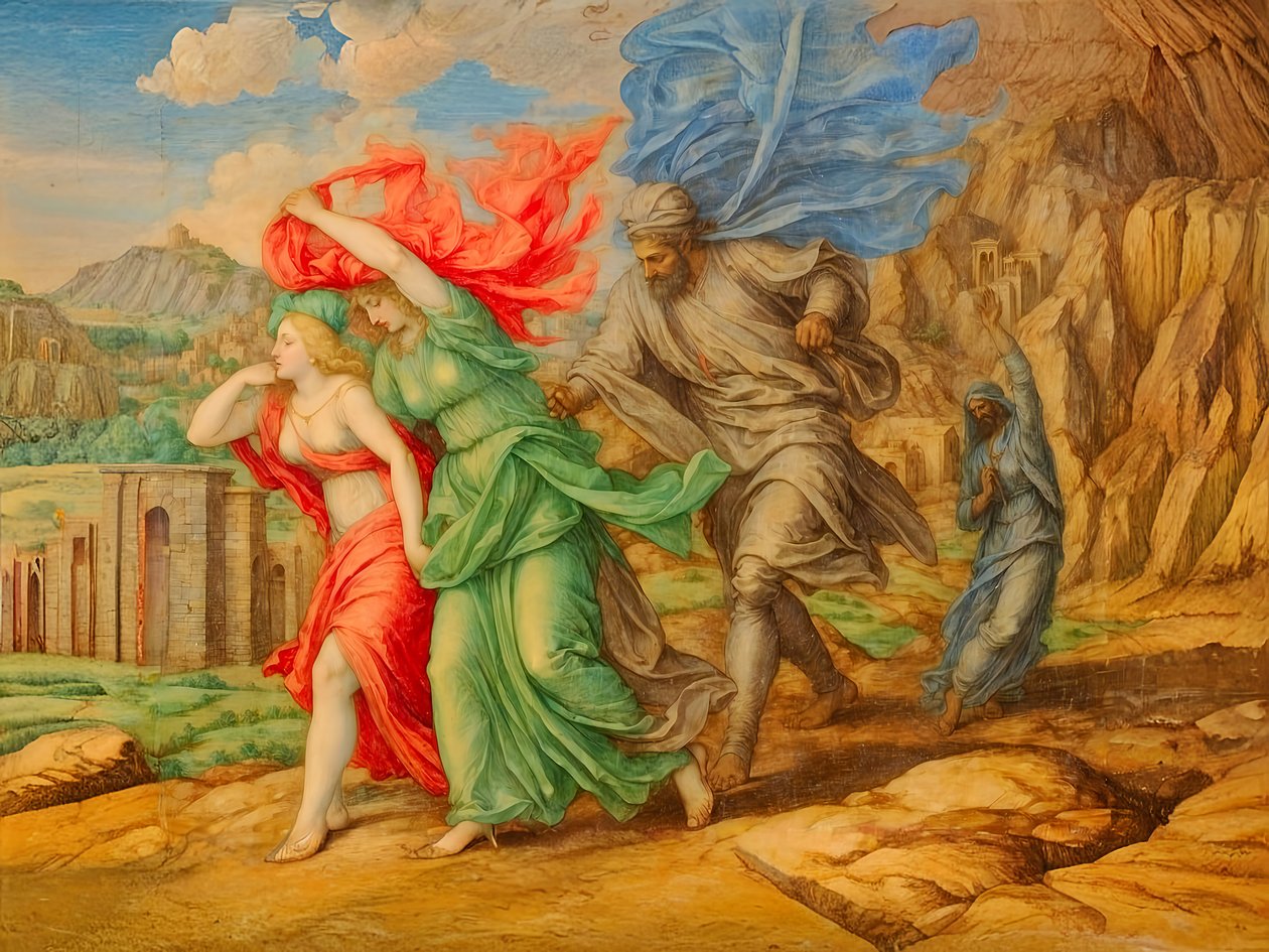 Vlucht uit Sodom en Gomorra door Josef Johann Michel