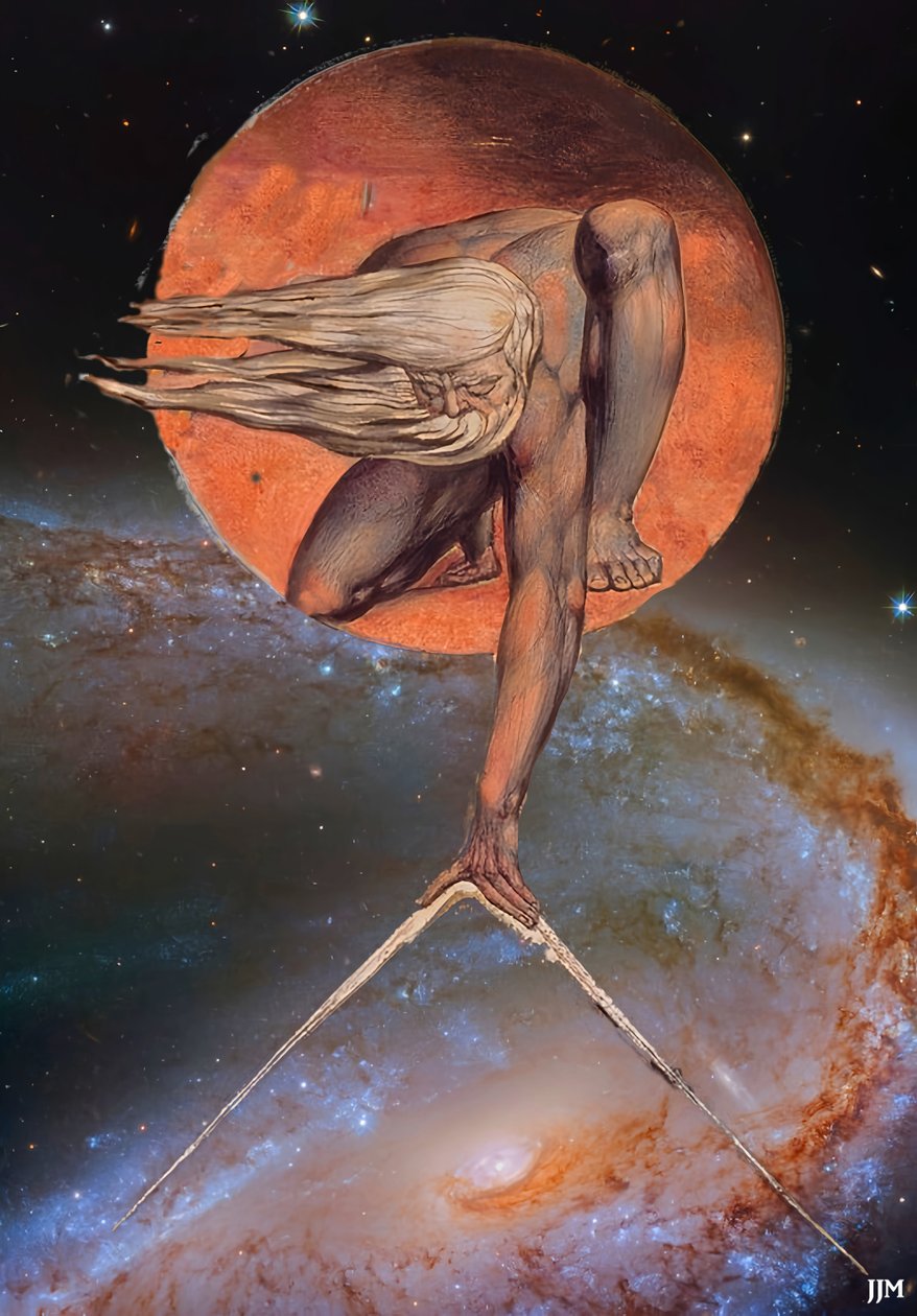 JJM-hercreatie: Blake-W_De Oude van Dagen+JWST door Josef Johann Michel