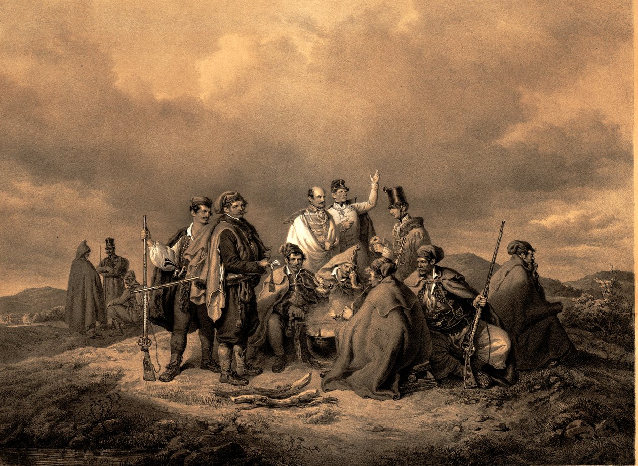 Bivak Kriehuber Litho door Josef Kriehuber