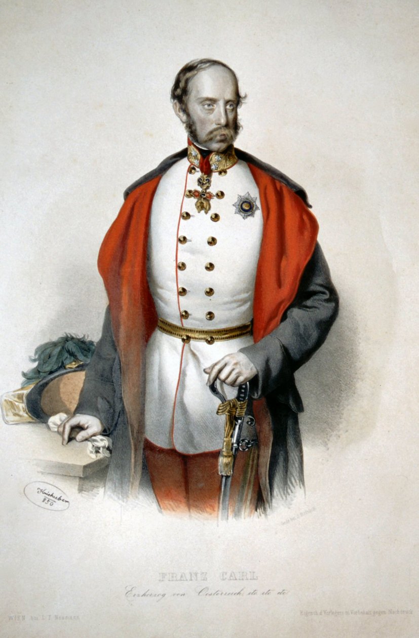 Franz Karl Aartshertog Litho door Josef Kriehuber