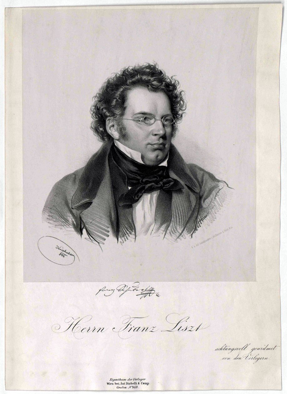 Franz Schubert Litho door Josef Kriehuber