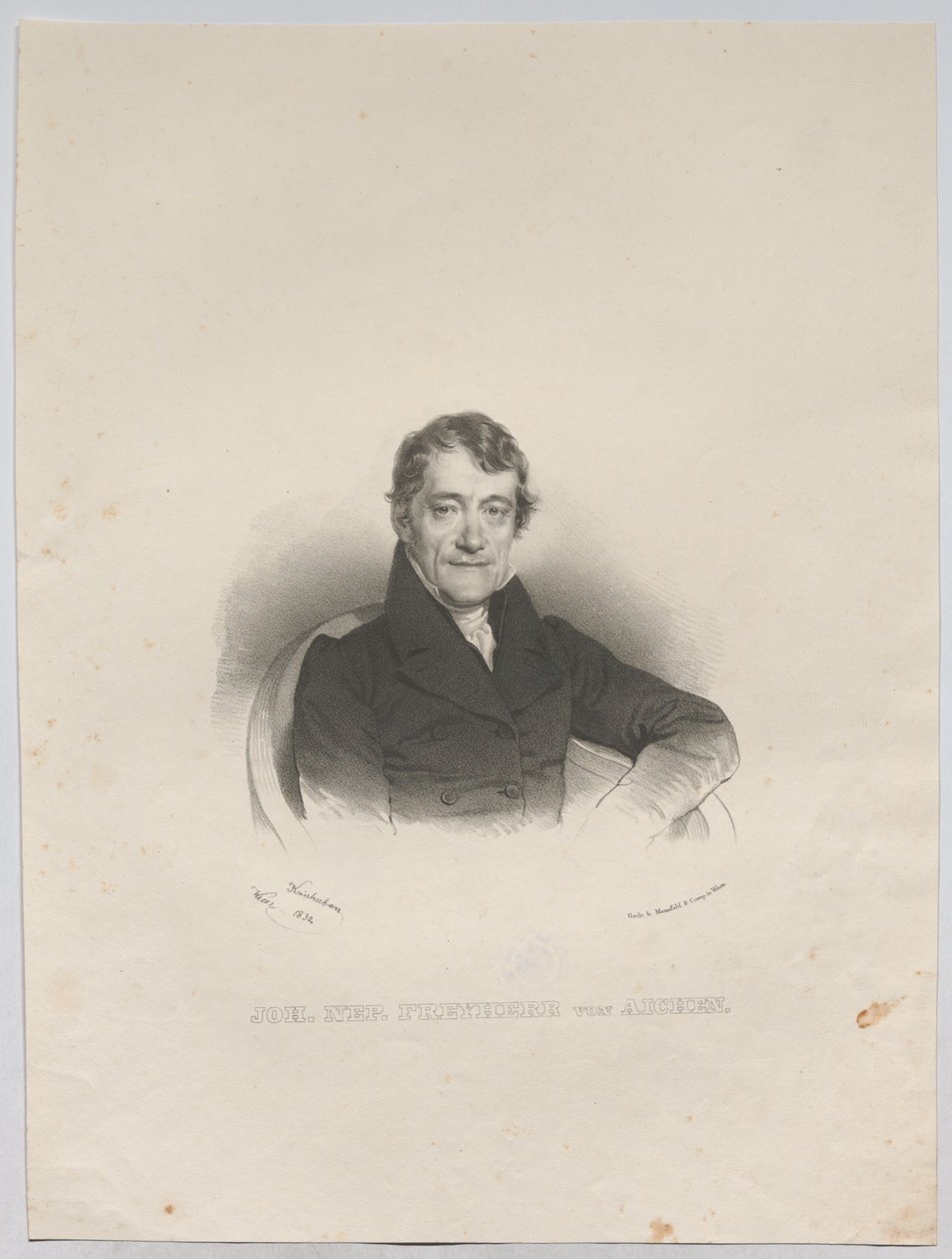 Joh. Nep. baron von Aichen door Josef Kriehuber