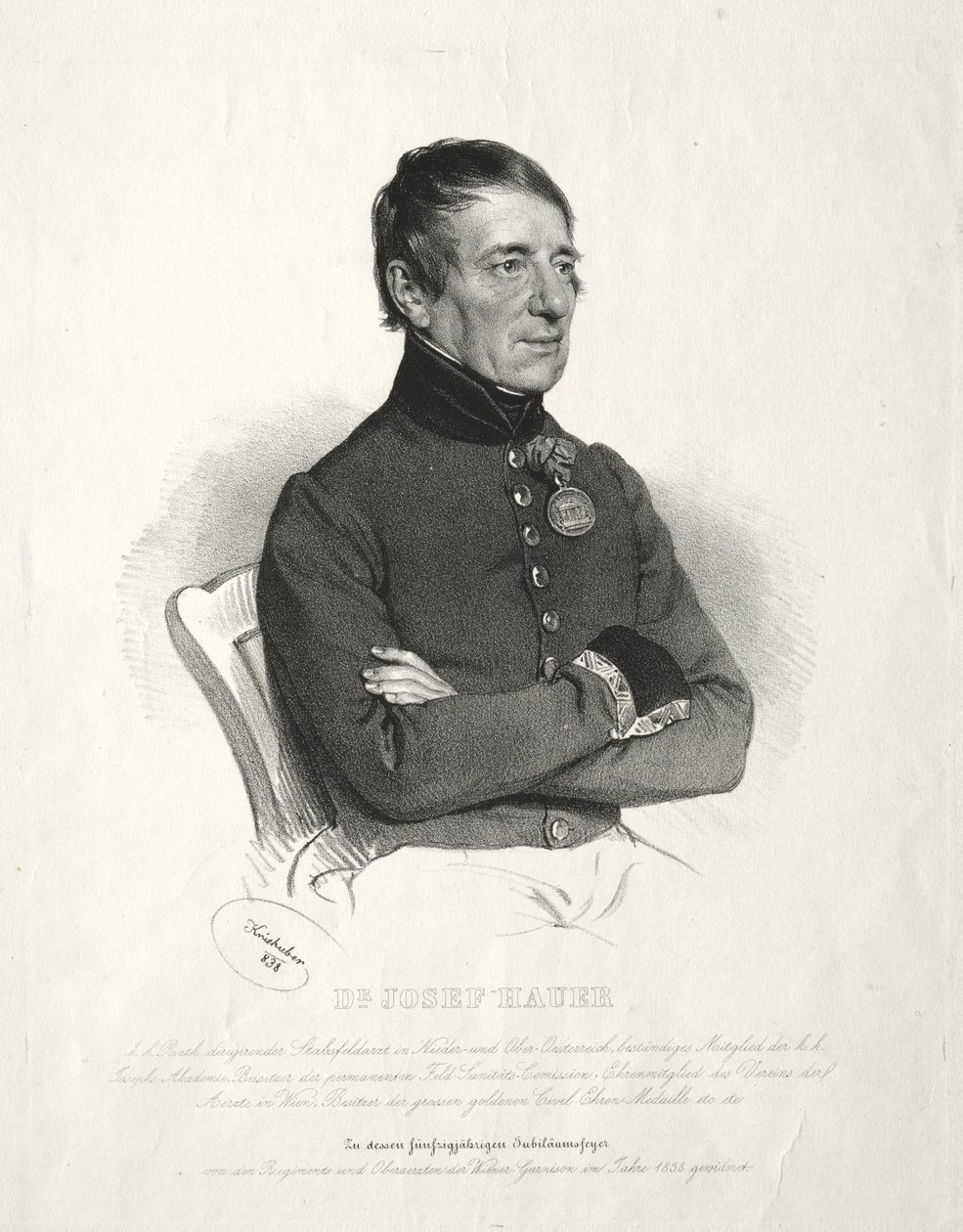 Portret van Dr. Jospeh Hauer door Josef Kriehuber
