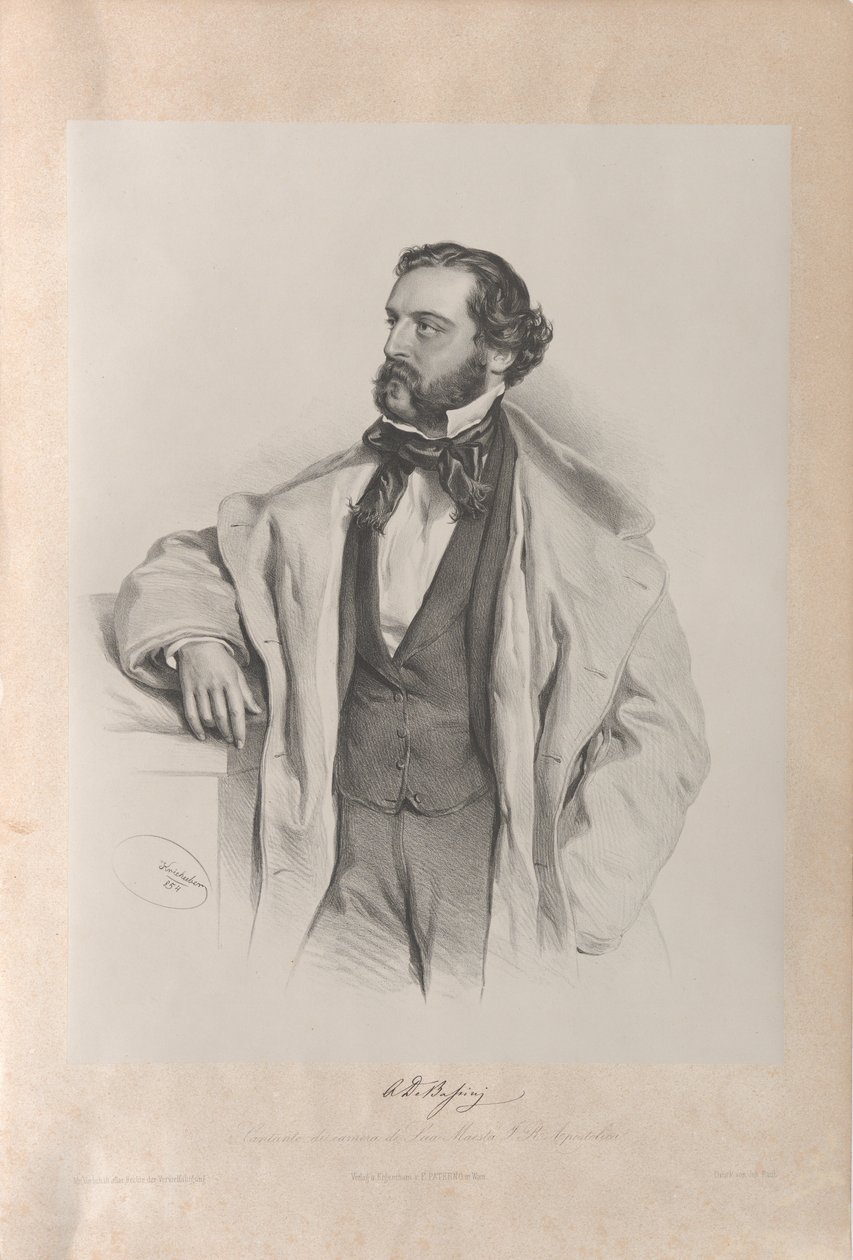 Portret van de operazanger Achille De Bassini 1819-1881, 1854 door Josef Kriehuber