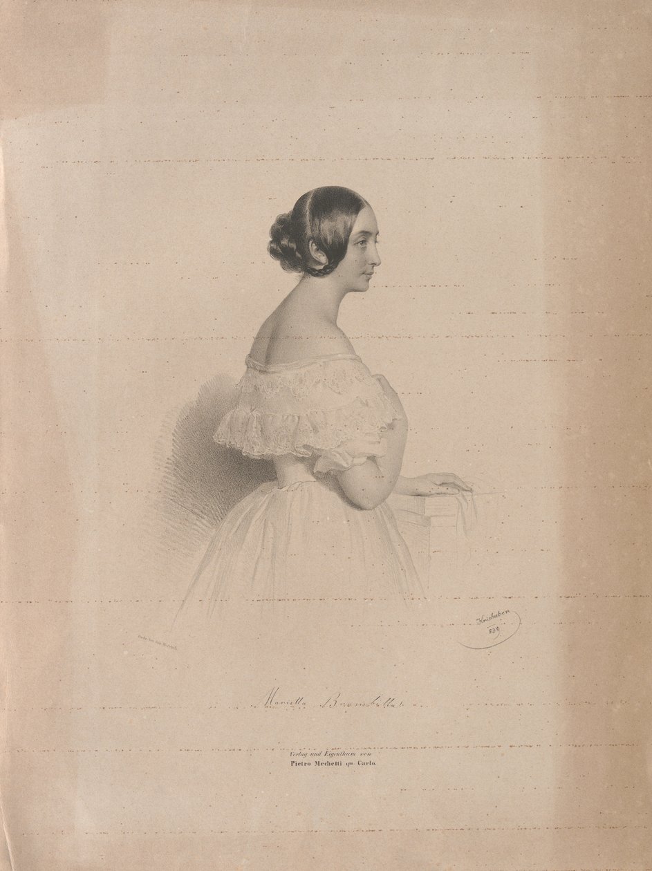 Portret van de operazangeres Marietta Brambilla 1807-1875 door Josef Kriehuber