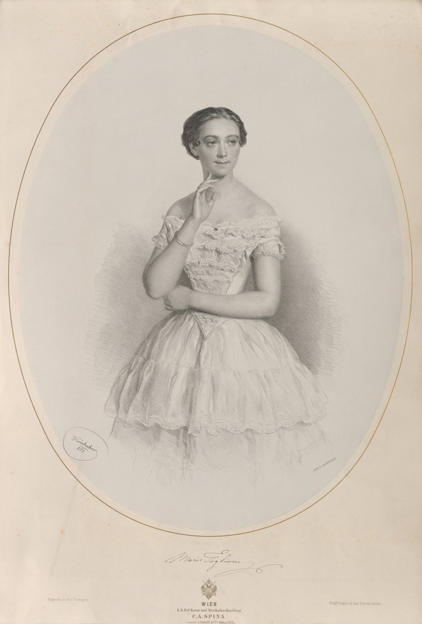 Portret van de ballerina Marie Taglioni 1804-1884, 1853 door Josef Kriehuber