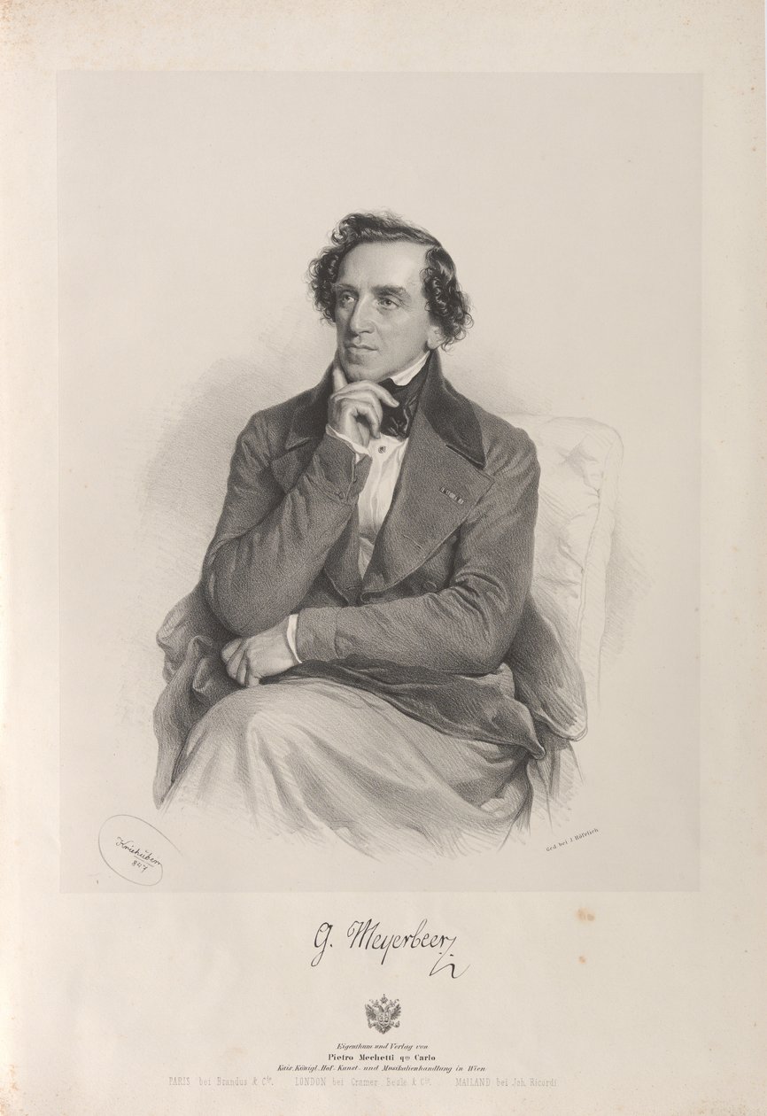Portret van de componist Giacomo Meyerbeer door Josef Kriehuber