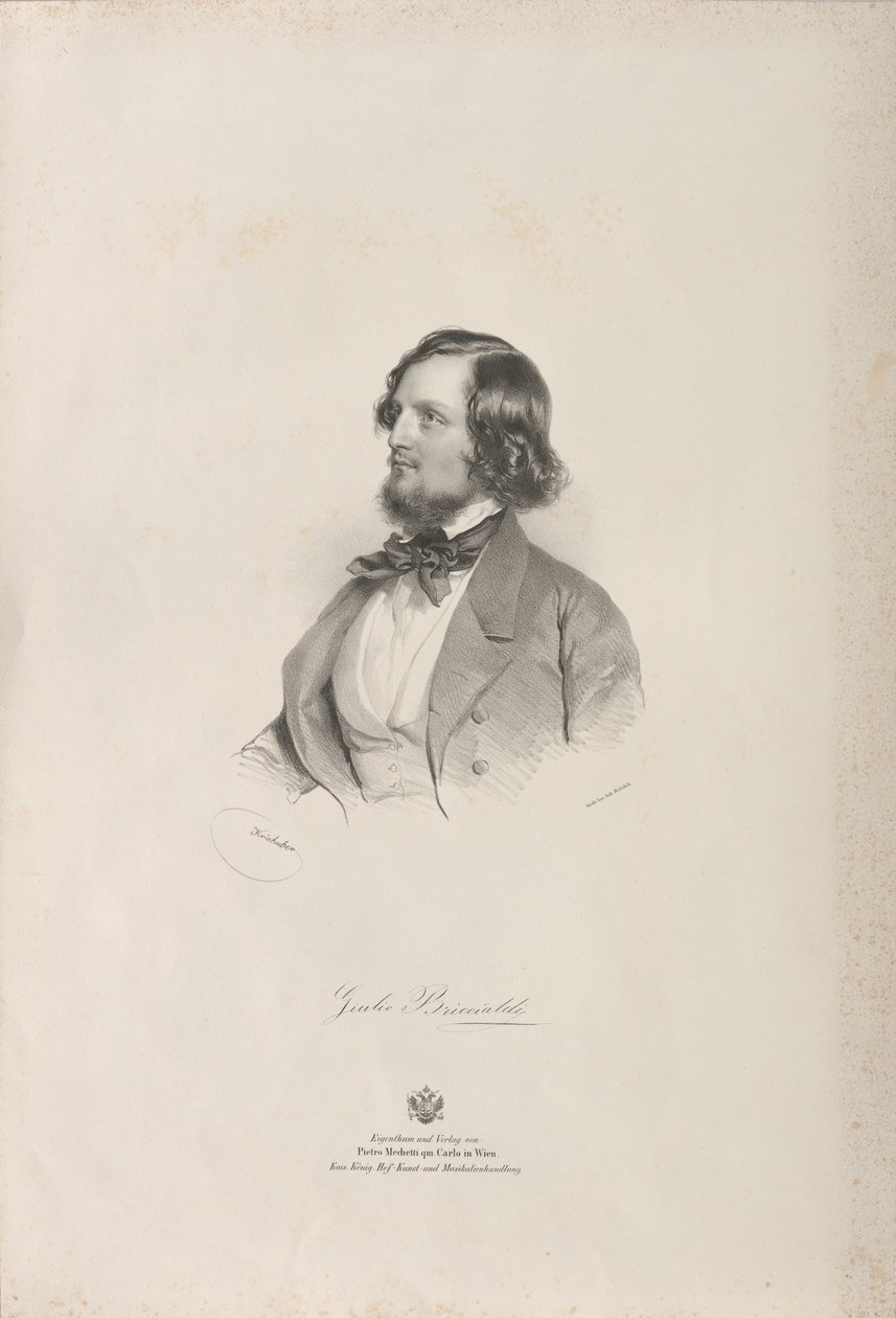Portret van de fluitist en componist Giulio Briccialdi 1818-1881 door Josef Kriehuber